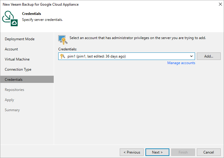 Step 6. Specify User Credentials