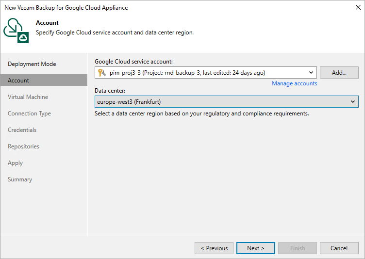 Step 3. Specify Service Account Settings