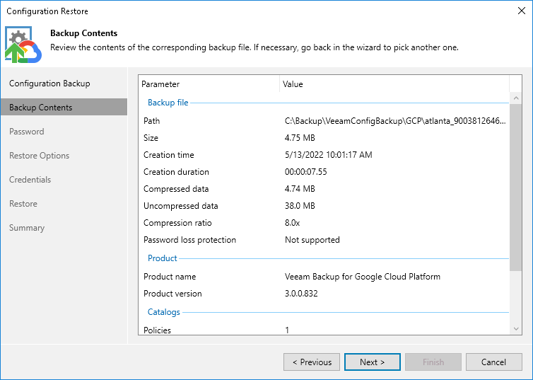 Step 3. Review Backup File Info