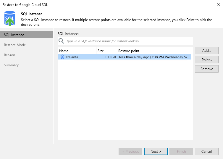 Step 2. Select Restore Point
