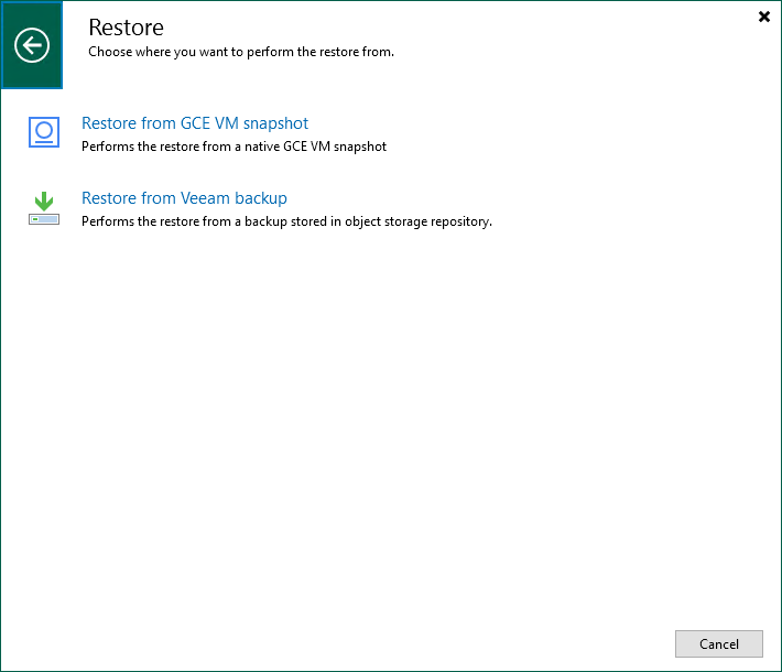 Step 1. Launch Restore to Google Compute Engine Wizard
