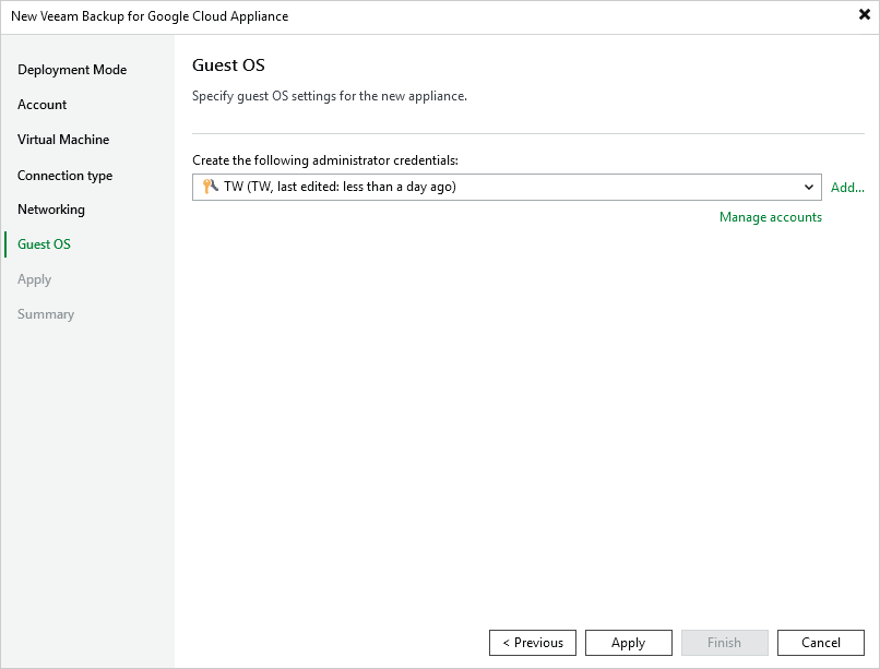Step 7. Specify User Credentials