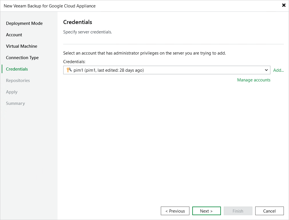 Step 6. Specify User Credentials