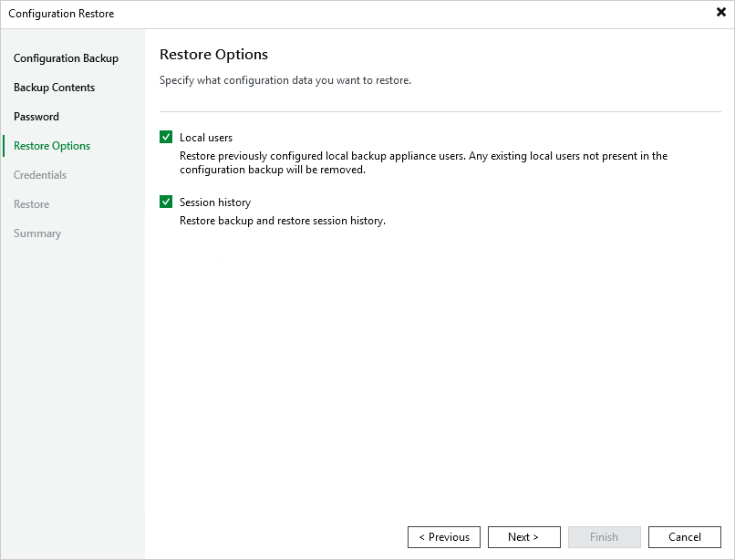 Step 5. Choose Restore Options
