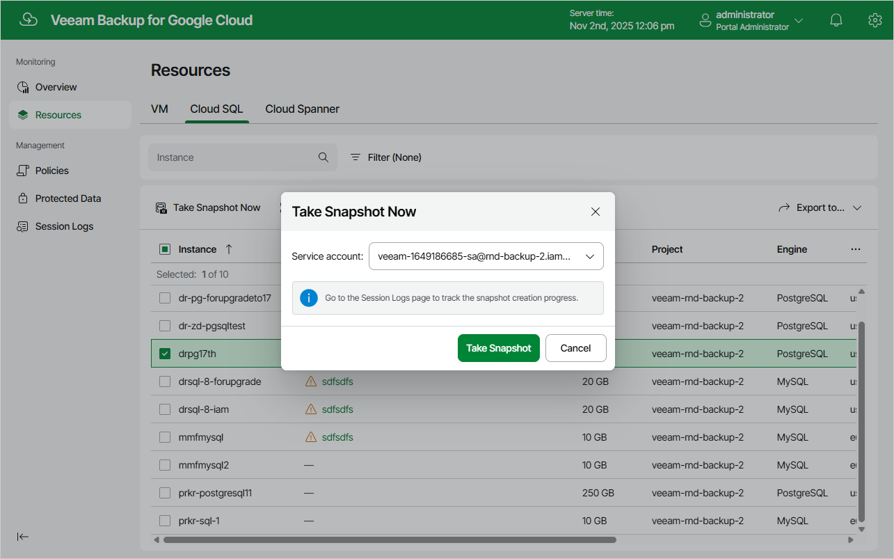Creating Snapshot Manually