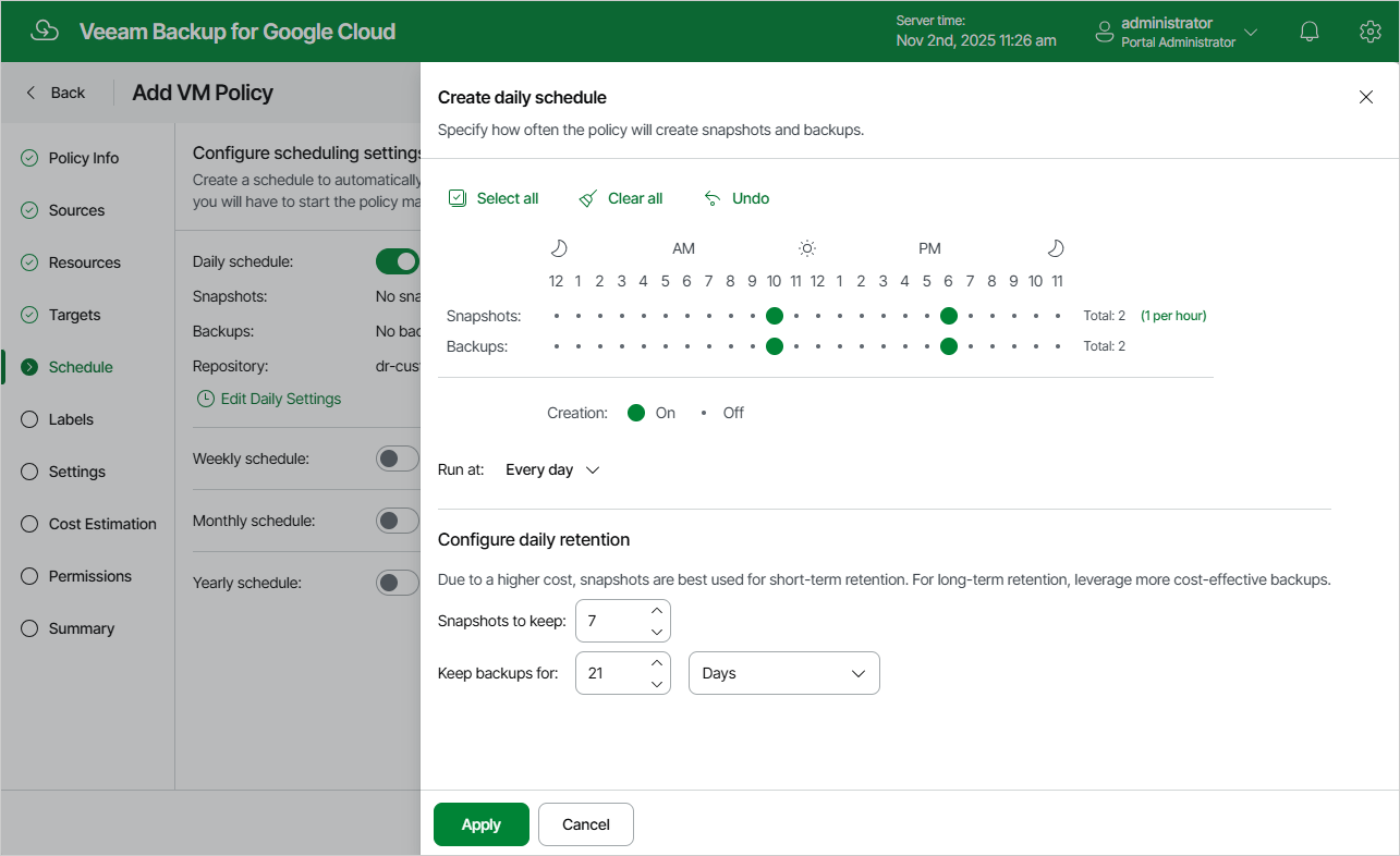 Adding Backup Policy