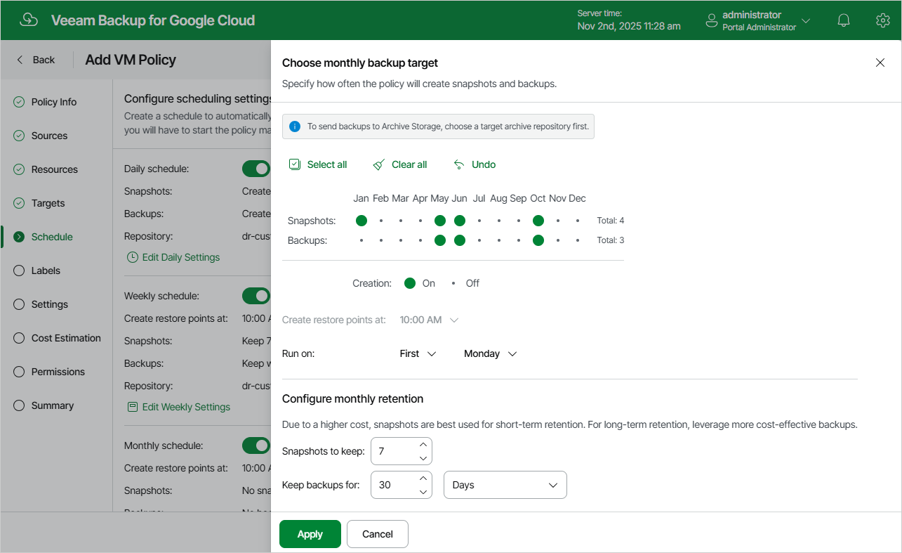 Adding Backup Policy