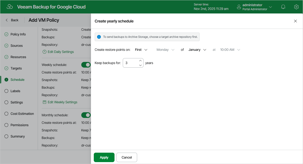 Adding Backup Policy