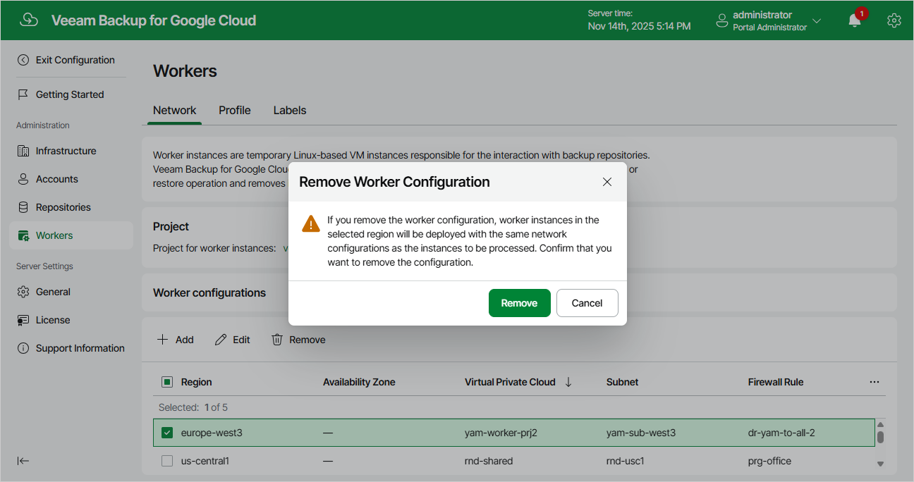 Removing Worker Configurations