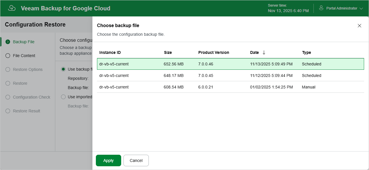 Restoring Configuration Data
