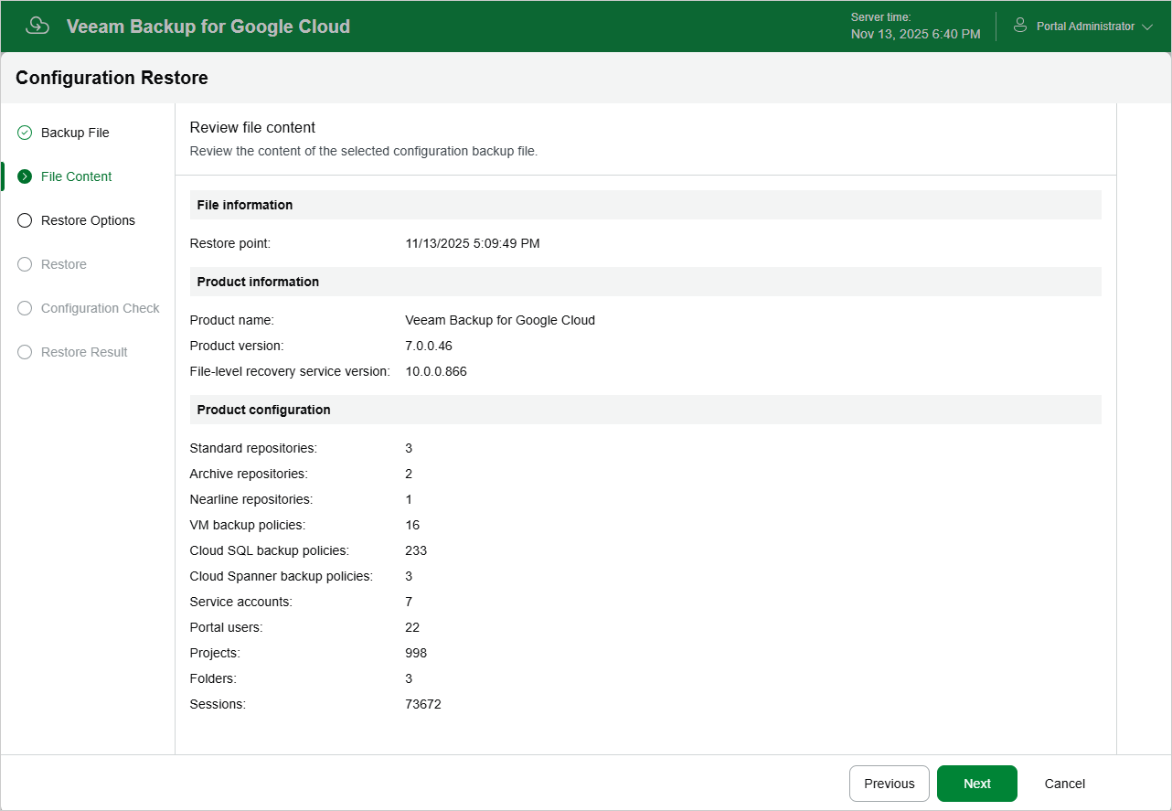 Restoring Configuration Data