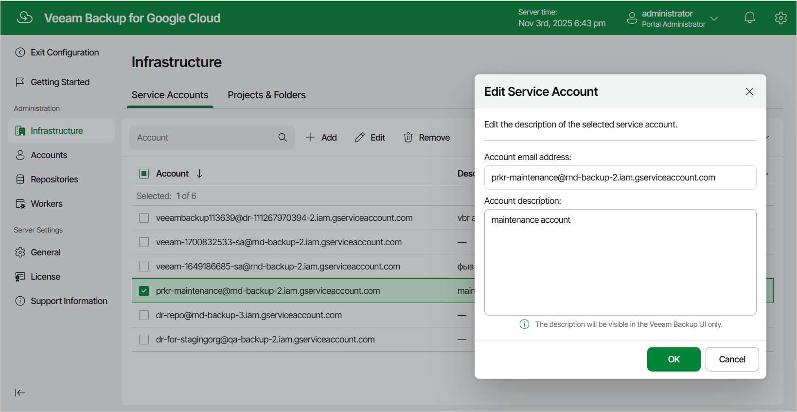 Editing Service Accounts