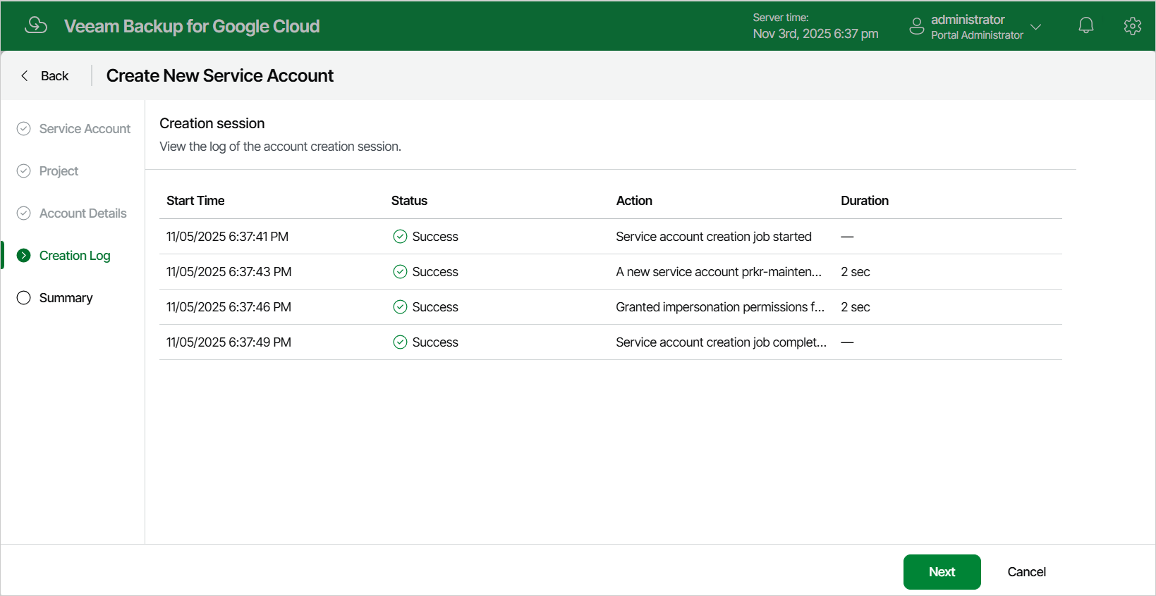 Adding Service Account