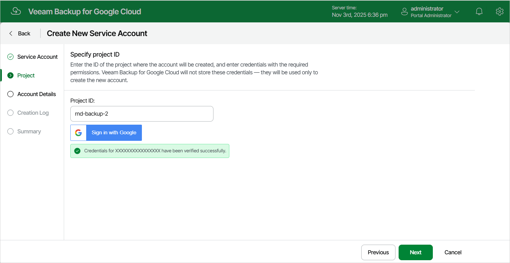 Adding Service Account