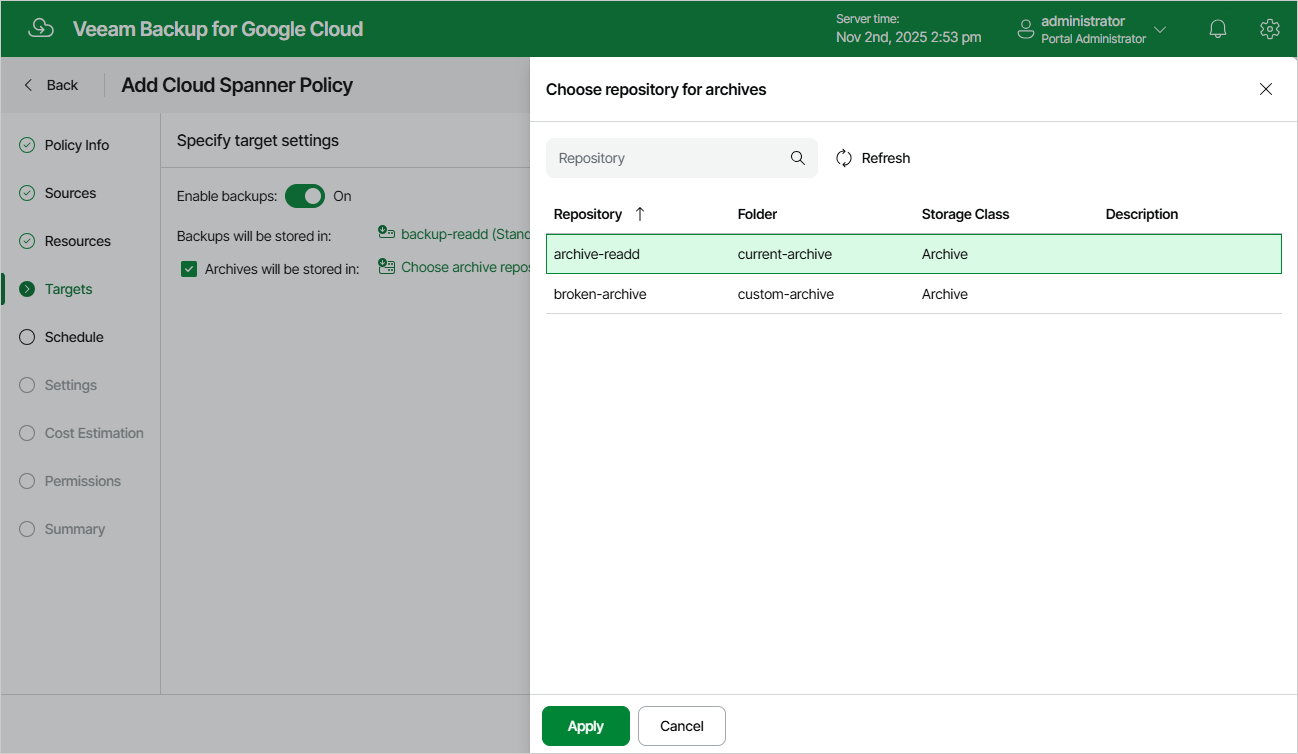 Adding Backup Policy