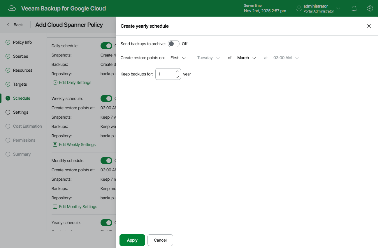 Adding Backup Policy