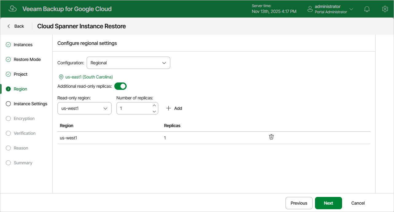 Restoring Cloud SQL Instance