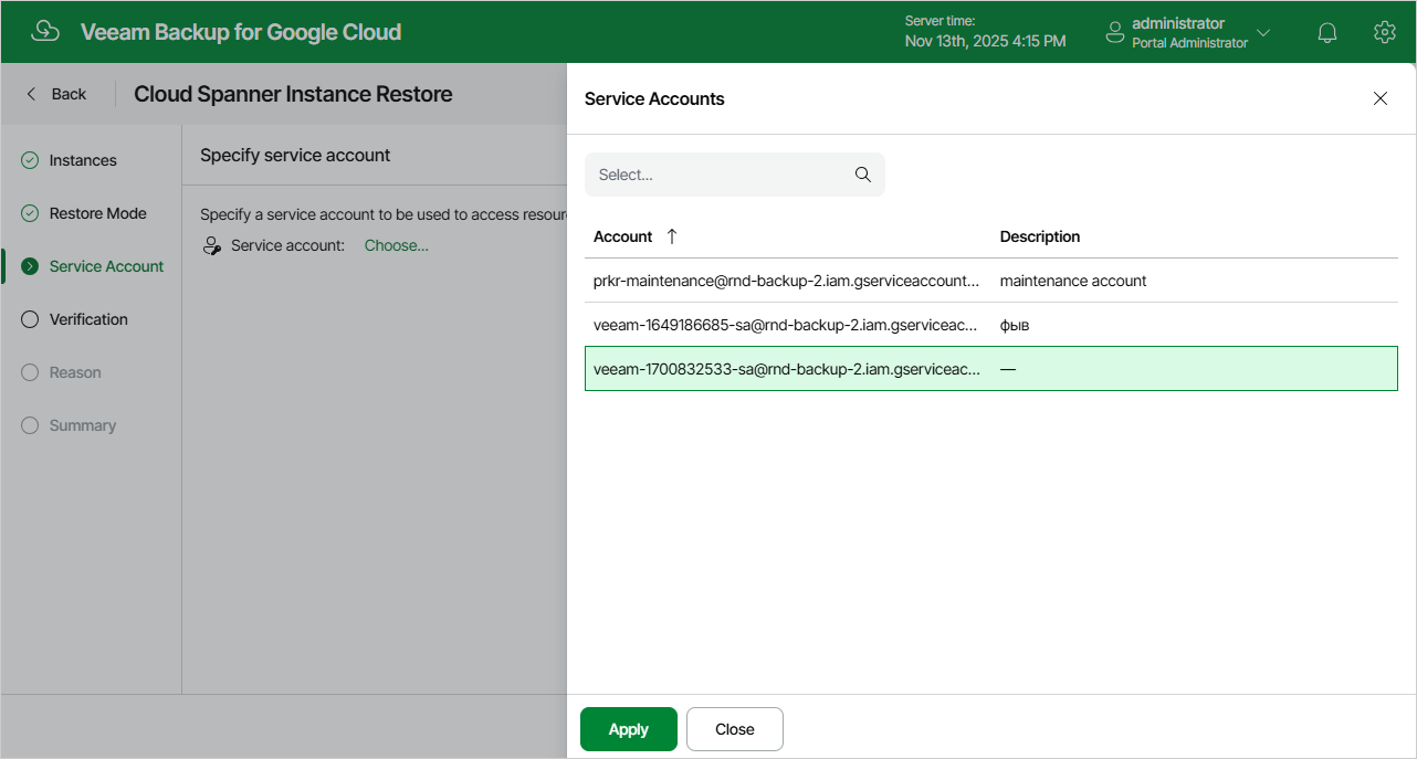 Restoring Cloud SQL Instance