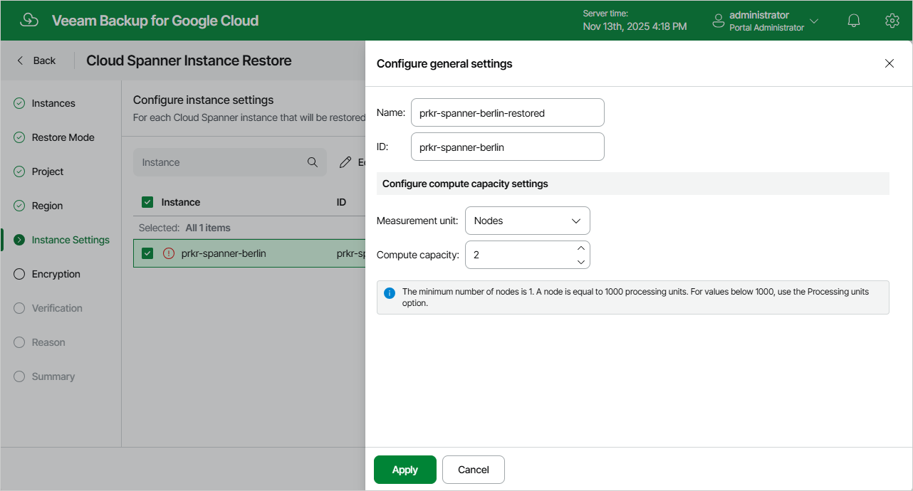 Restoring Cloud SQL Instance