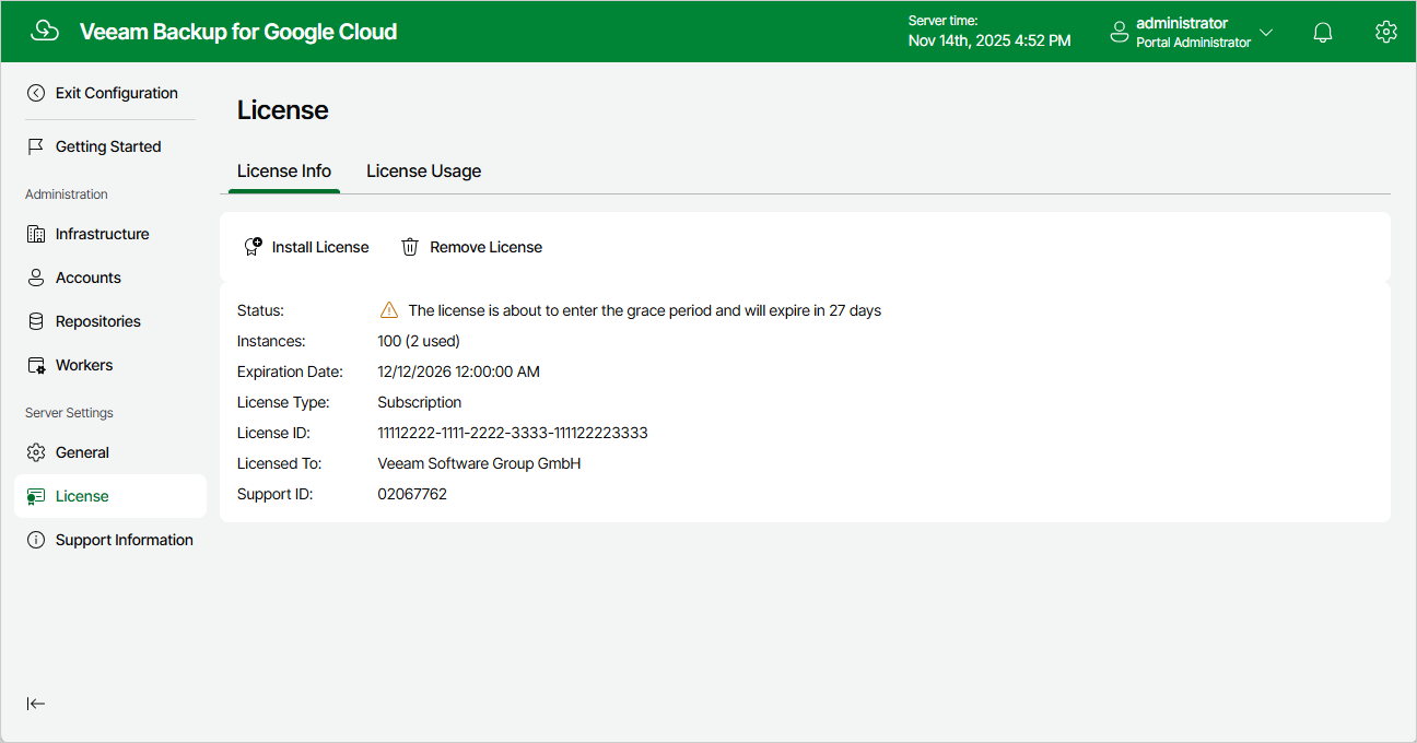 Viewing License Information