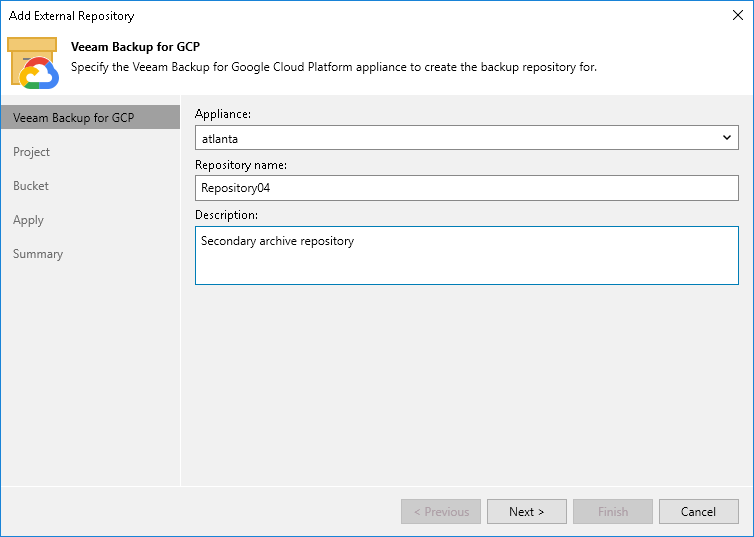 Step 2. Specify Veeam Backup for GCP Appliance