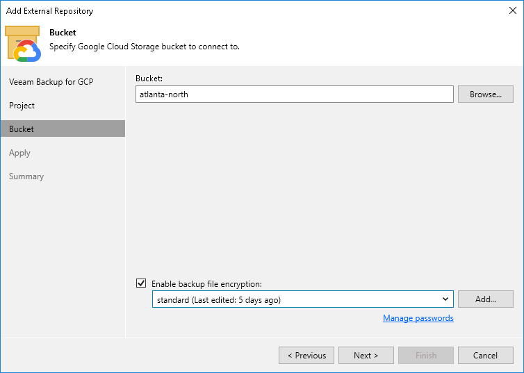 Step 4. Specify Storage Bucket 