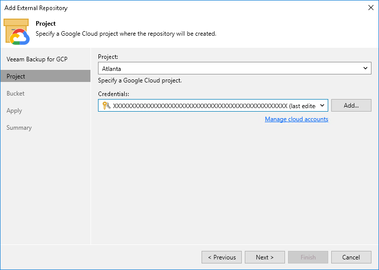 Step 3. Specify GCP Project Settings