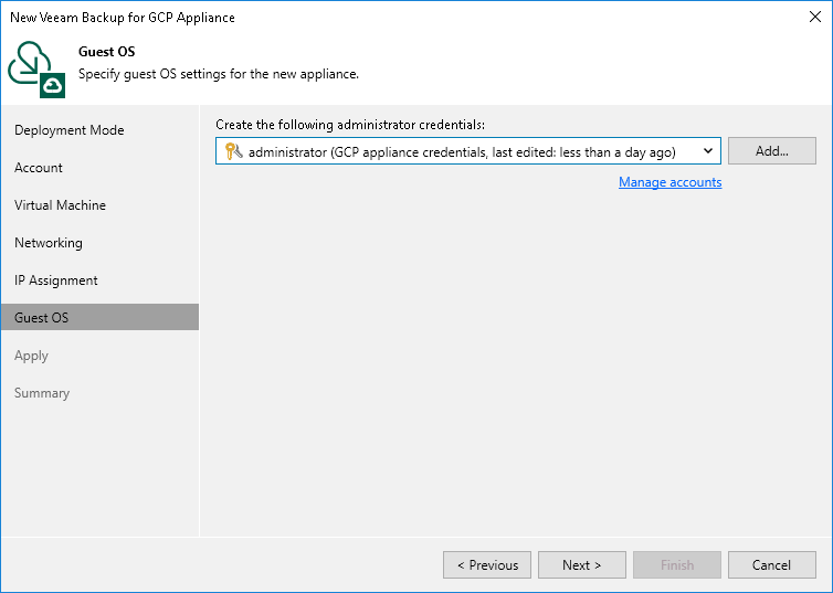 Step 7. Specify Credentials