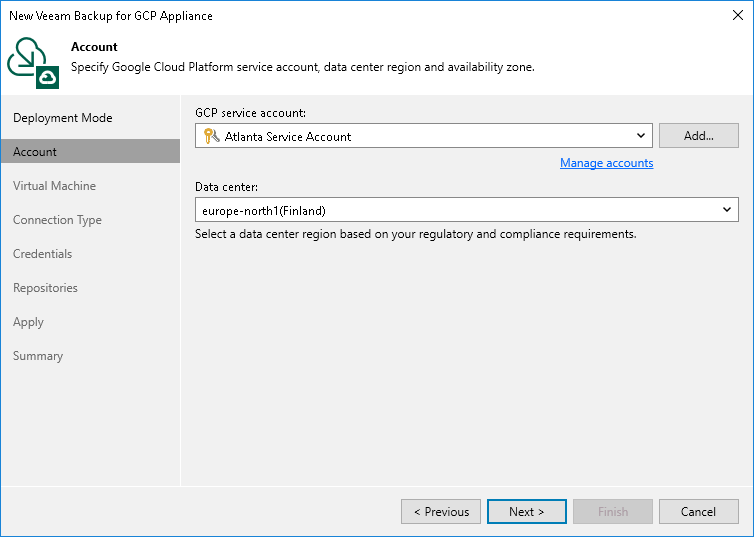 Step 3. Specify GCP Account Settings
