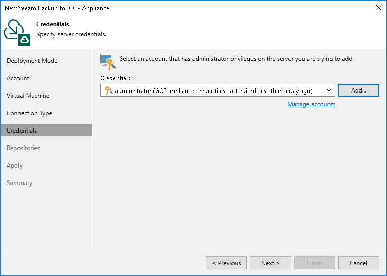 Step 6. Specify Credentials