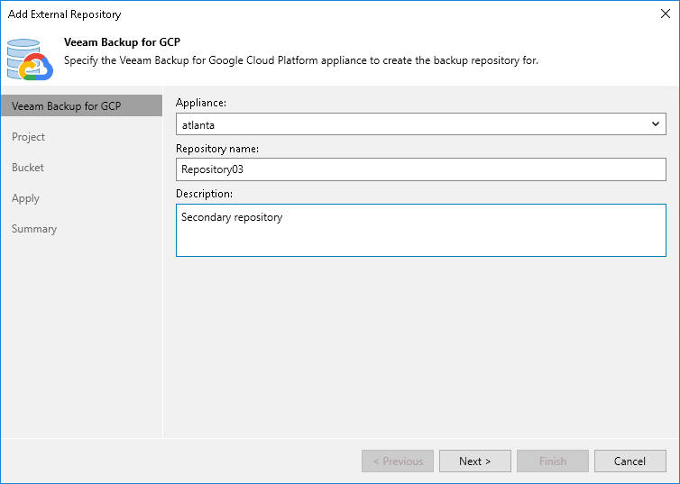 Step 2. Specify Veeam Backup for GCP Appliance