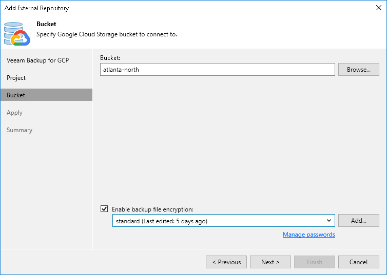 Step 4. Specify Storage Bucket