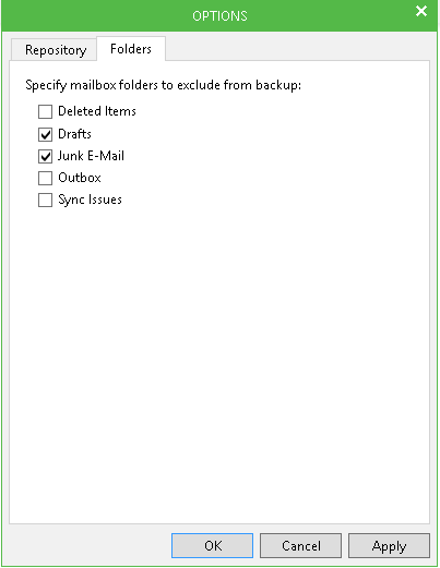 Repository Settings and List of Exclusions