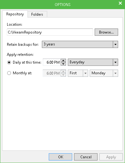 Repository Settings and List of Exclusions