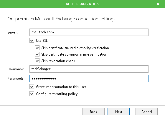 Adding On-Premises Exchange Organizations