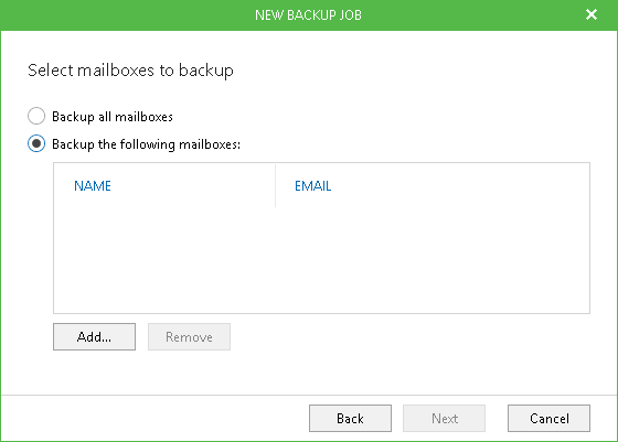 Step 2. Selecting Mailboxes To Backup
