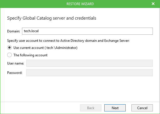 Step 1. Specify Connection Settings for Target