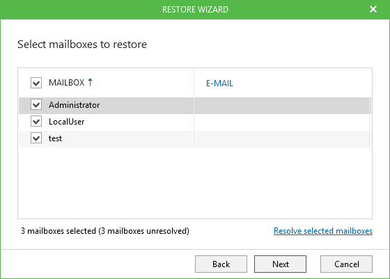 Step 2. Select Mailboxes to Restore