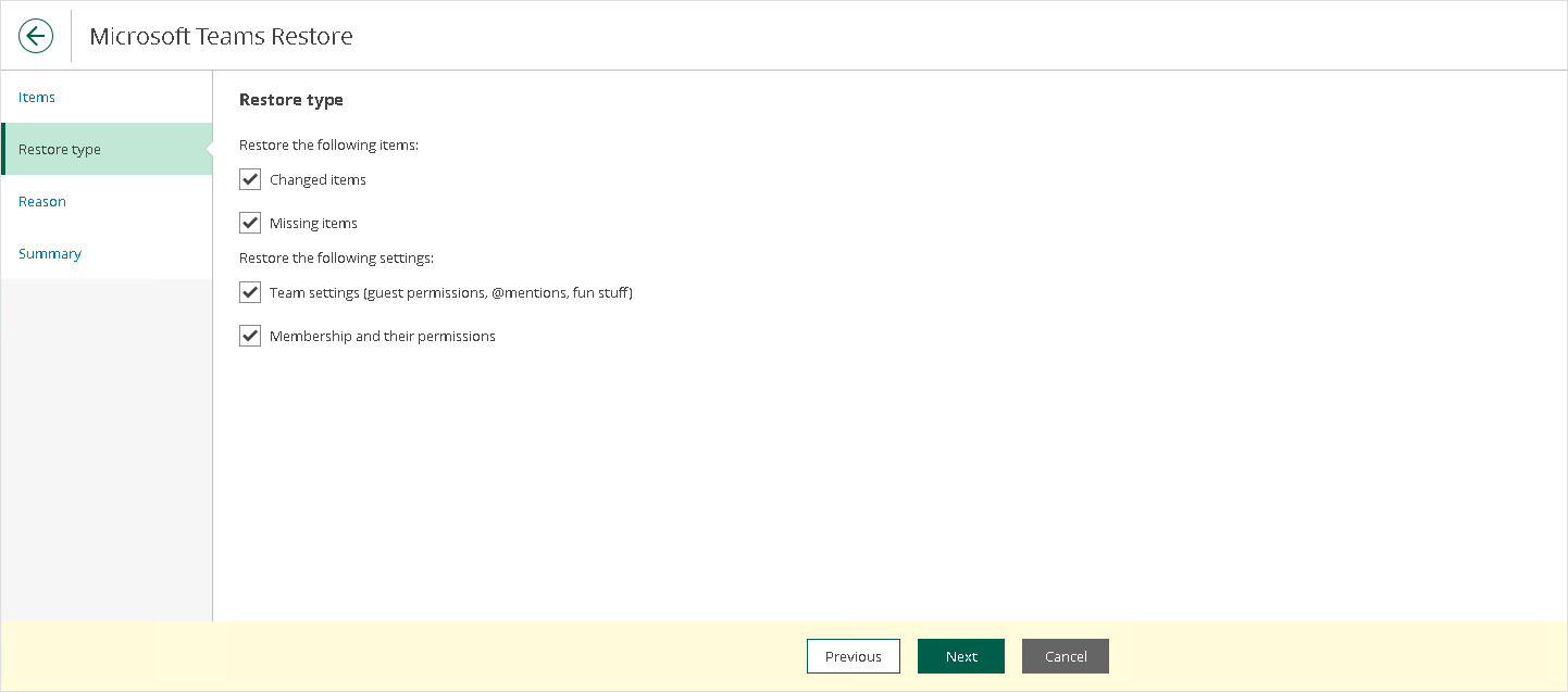 Microsoft Teams Restore