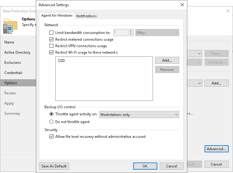 Specify Veeam Agent for Microsoft Windows Settings Veeam Agent for Microsoft Windows Settings