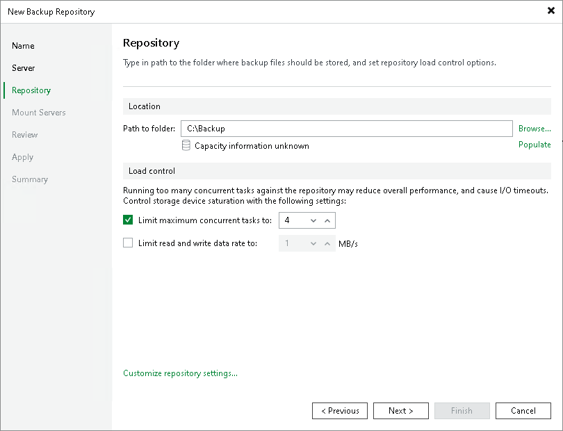 Step 4. Configure Backup Repository Settings