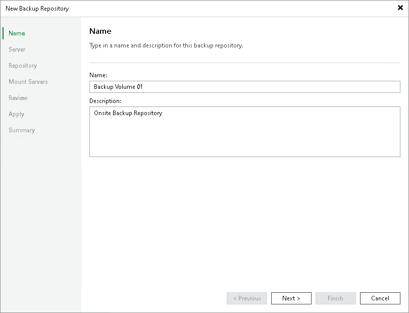 Step 2. Specify Backup Repository Name and Description
