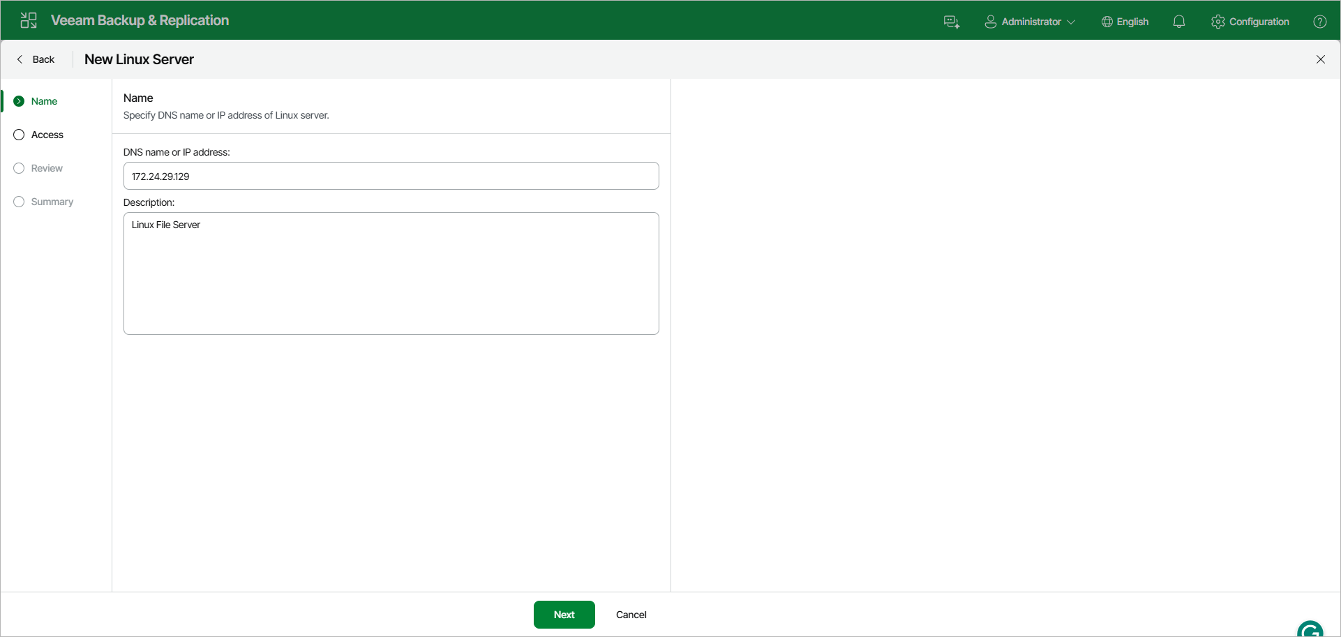 Step 2. Specify Server Name or Address