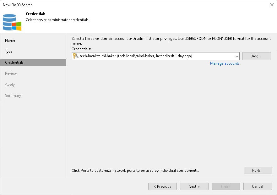 Step 4. Specify Credentials