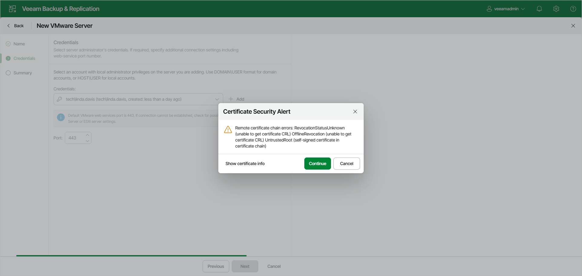 Step 3. Specify Credentials