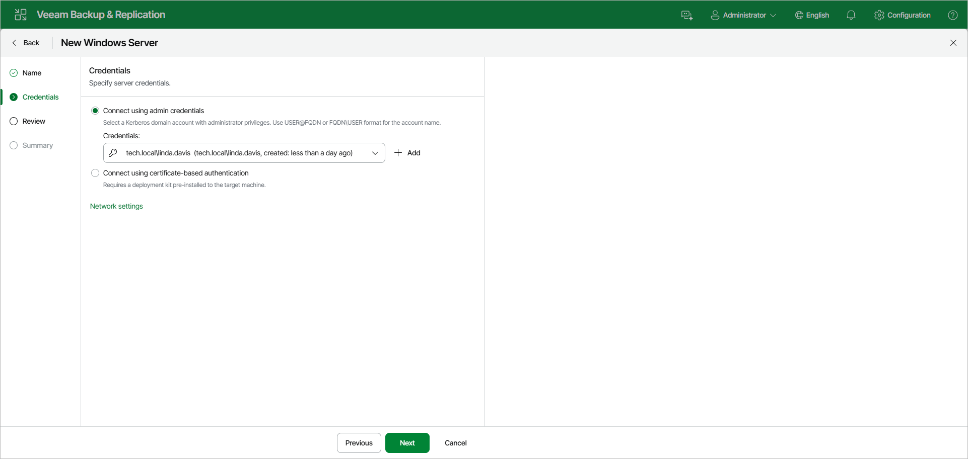 Step 3. Specify Credentials