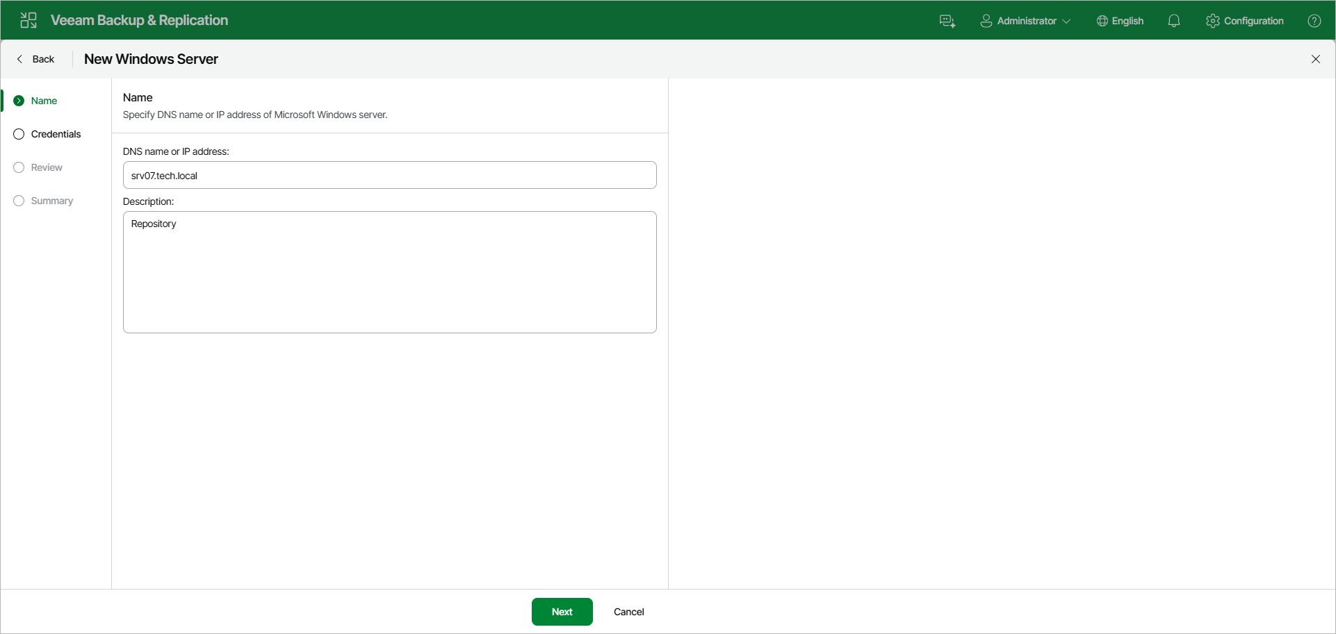 Step 2. Specify Server Name or Address