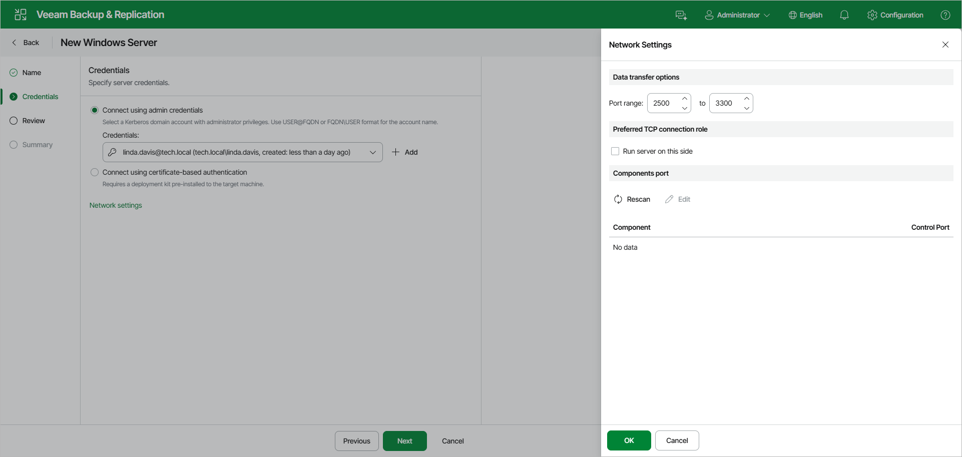 Step 3. Specify Credentials