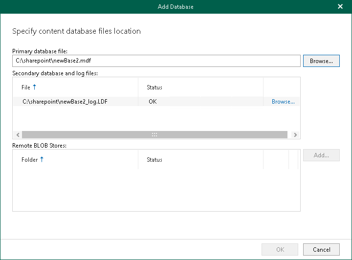Adding Microsoft SharePoint Databases