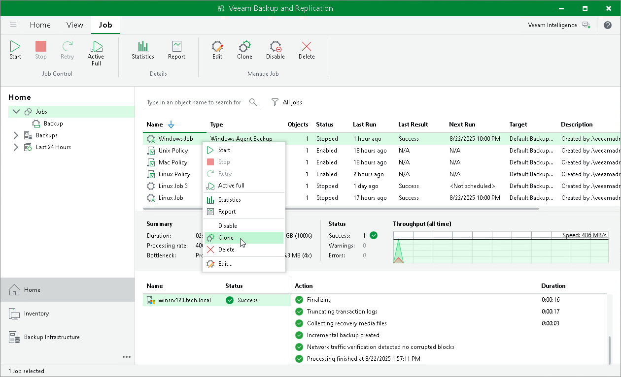Clone Backup Job